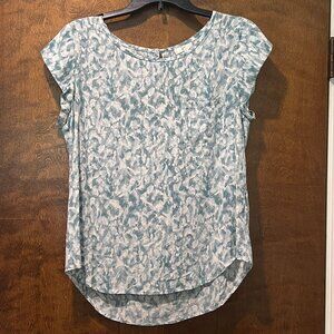 Joie 100% Silk Cap Sleeve Pocket Top Brushstroke Print Office Wear Size M